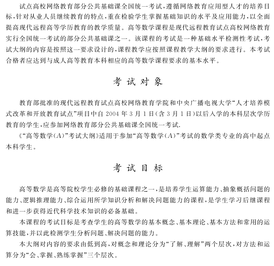 北京邮电大学网络教育入学考试本科高等数学大纲-(1).png